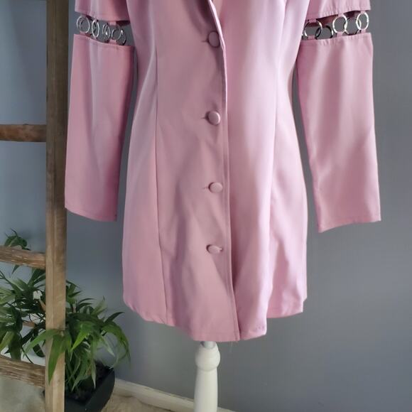Saint Genies Pink Chain Accent Blazer Jacket Dress Size 6 - Picture 4 of 11